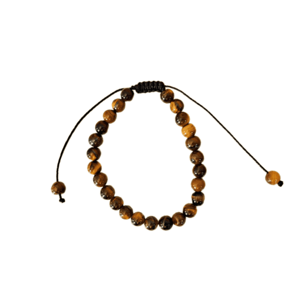 Pulseira de Olho de Tigre com Cordão Regulável 6 mm