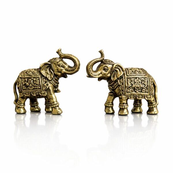 Elefantes em Metal Dourado