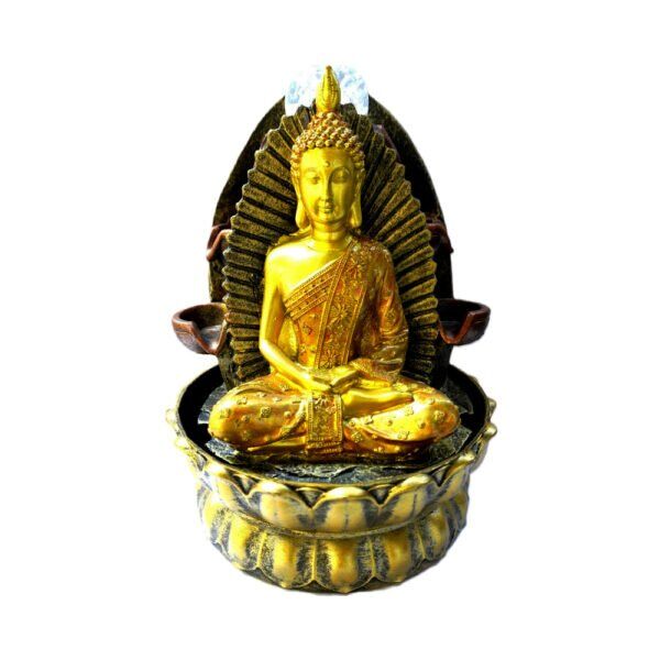 Escultura Buda Trono da Iluminação Dourado