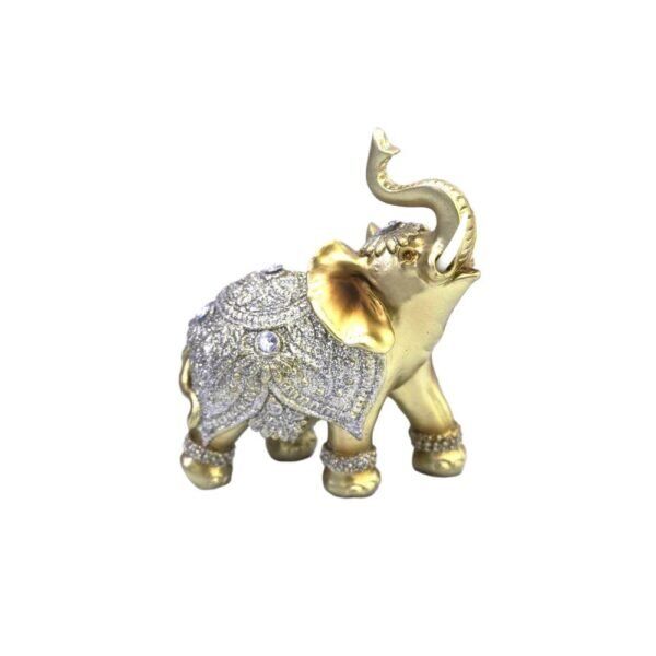 Estátua Elefante Dourado Luxo com Pedrarias