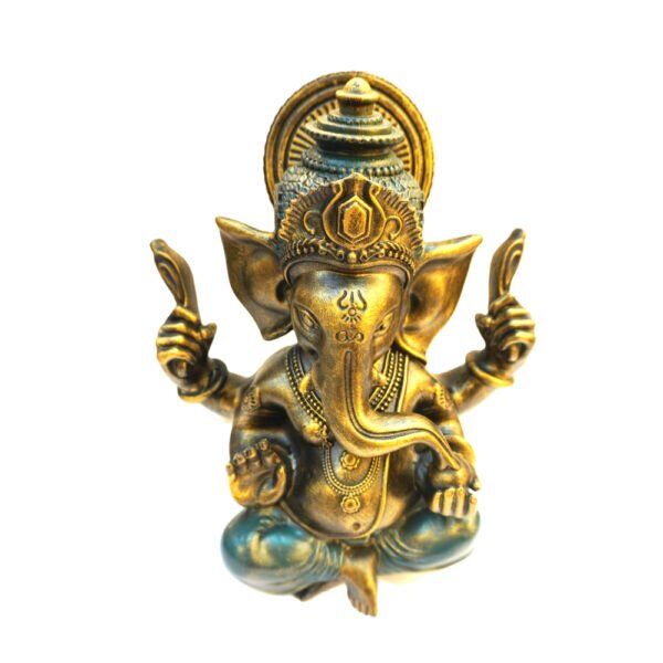 Estátua Ganesha Bronze Dourado Antigo