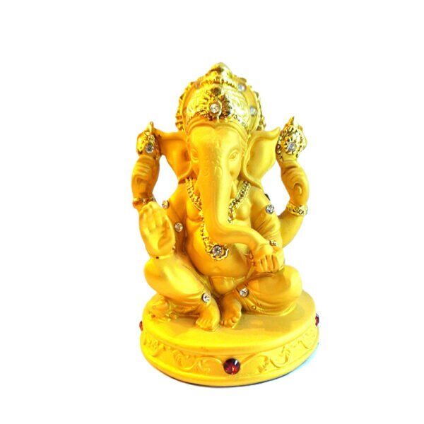 Estátua Ganesha Dourado com Cristais