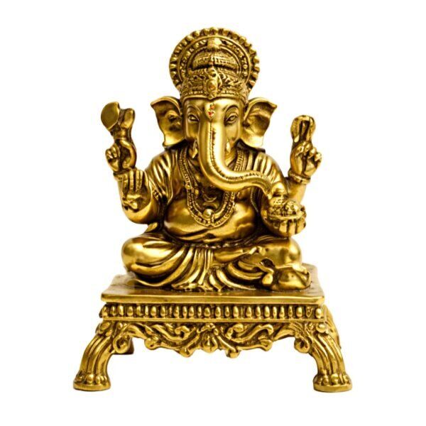 Estátua Ganesha em Metal Dourado Modelo 4