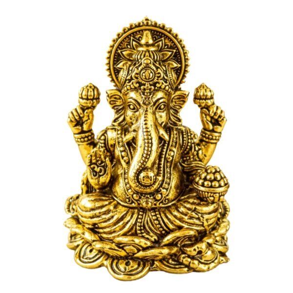 Estátua Ganesha em Metal Dourado Modelo 7