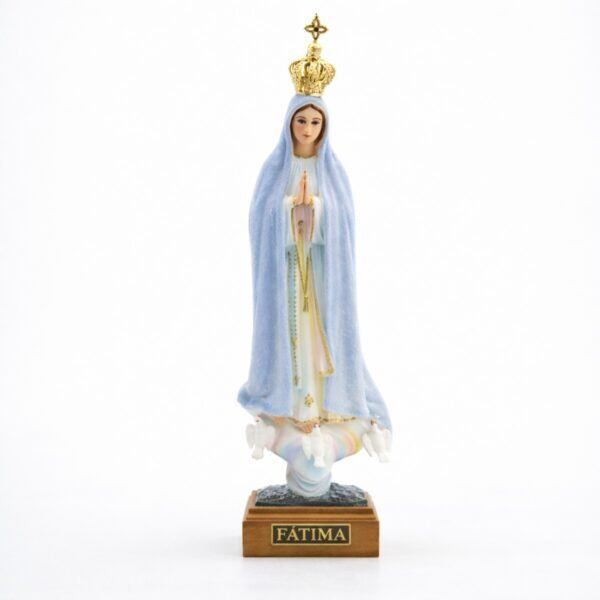 Estátua Nossa Senhora de Fátima Manto Azul do Tempo em Resina