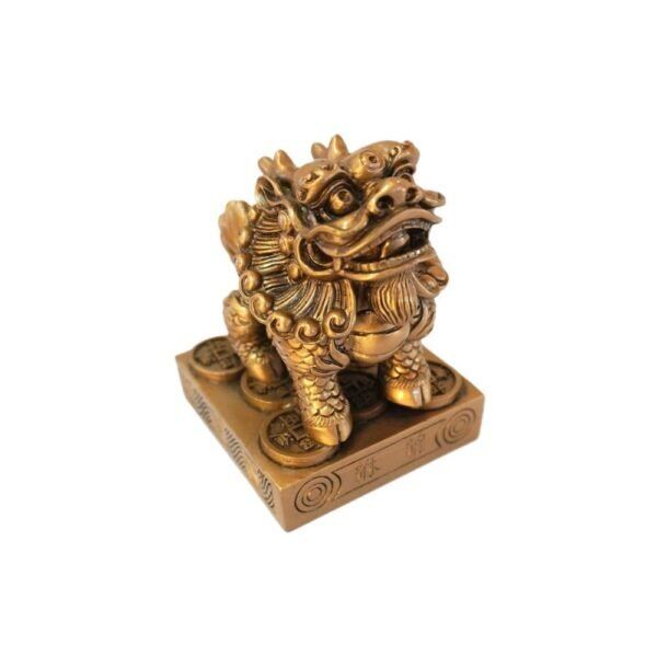 Leão Guardião Feng Shui Dourado