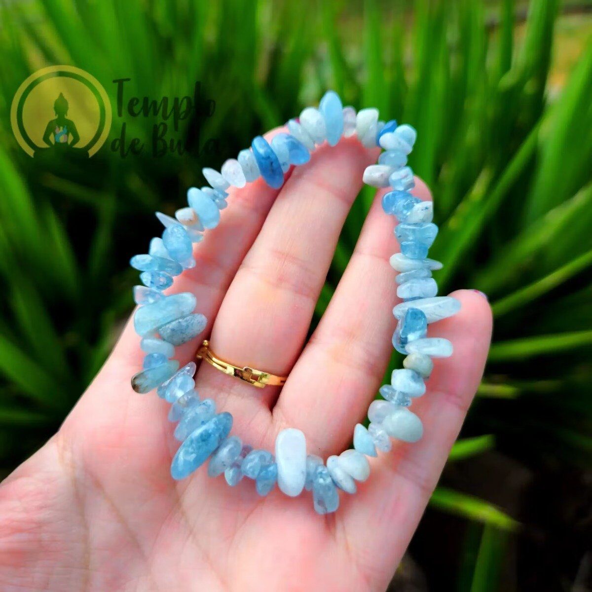 Pulseira de Agua Marinha Azul Chips