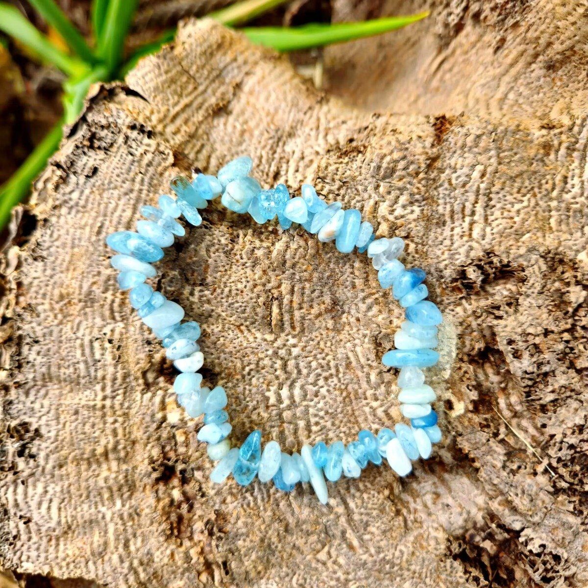 Pulseira de Agua Marinha Azul Chips