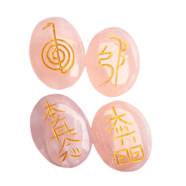 Kit Reiki Quartzo Rosa Oval/Plano 2.5cm