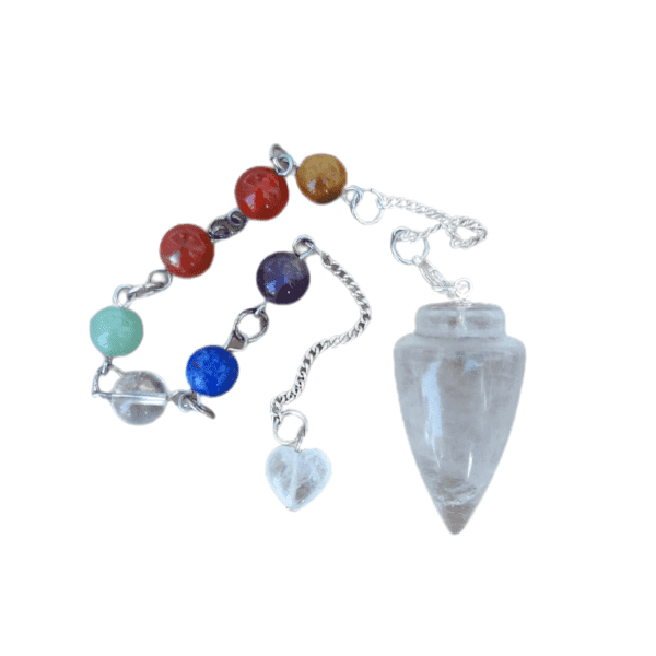 Pendulo Quartzo Branco Sete Chakras Coração