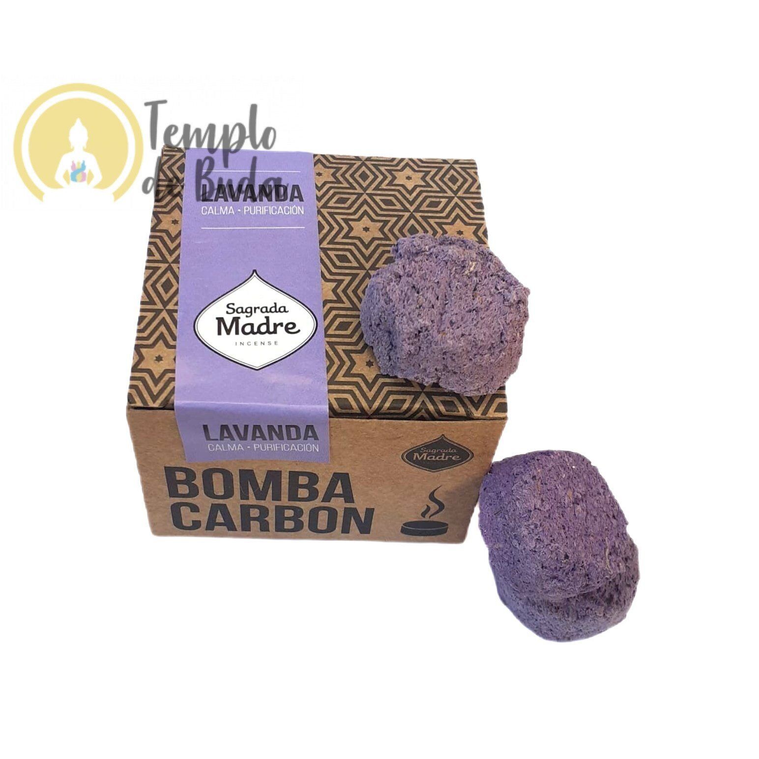 Bomba de Carvão Defumação Ativada Sagrada Madre Lavanda - 12 unidades