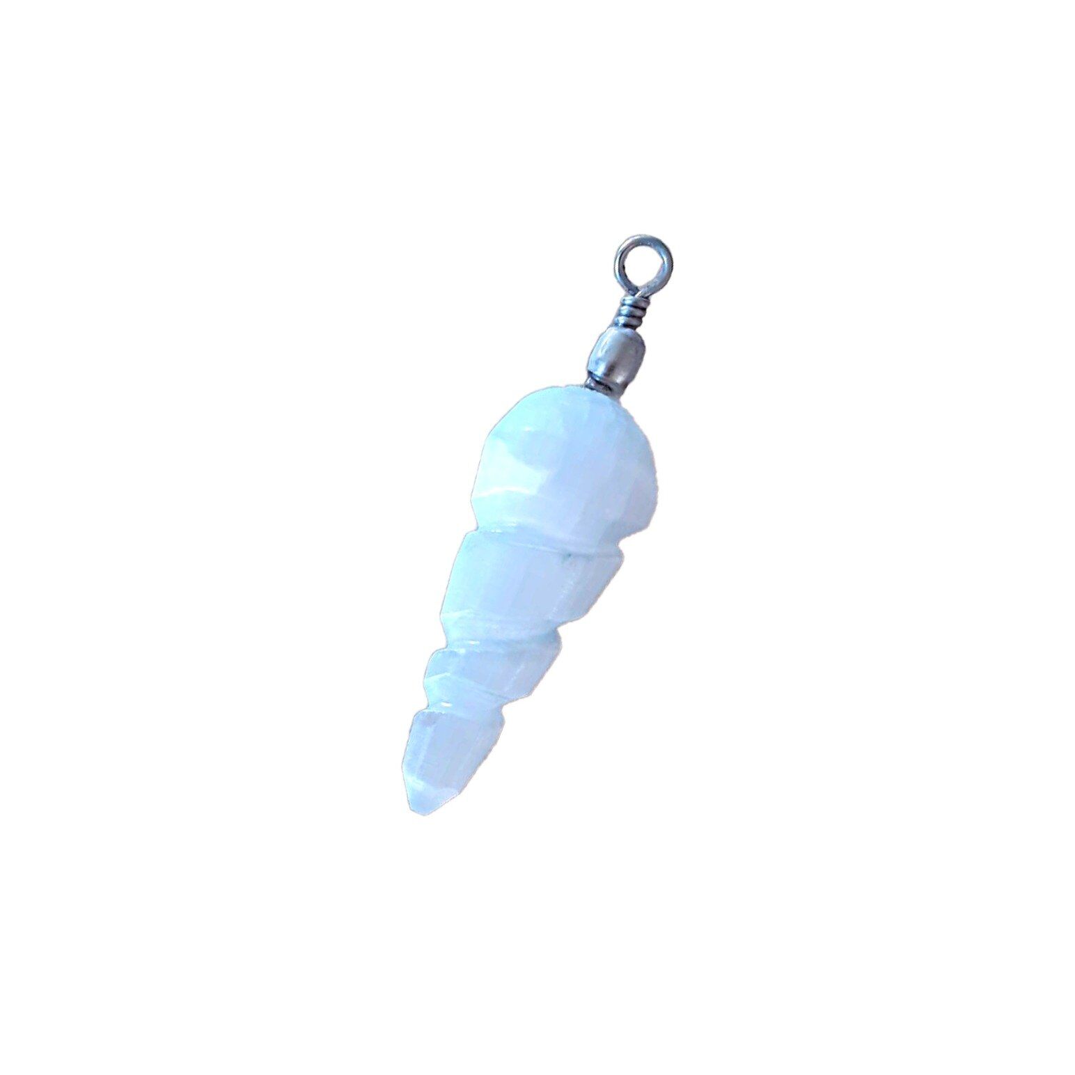 Pendente Selenite Branca Espiral