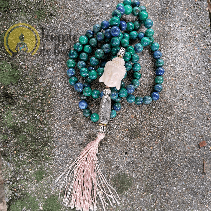 Japa Mala Buda Branco Crisocola 8mm