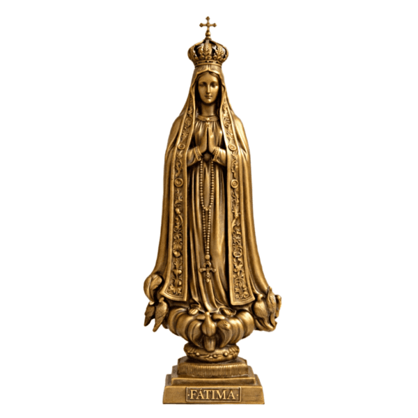 Estátua Nossa Senhora de Fátima Metal Dourado