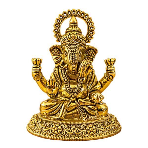 Estátua Ganesha em Metal Dourado Modelo 5