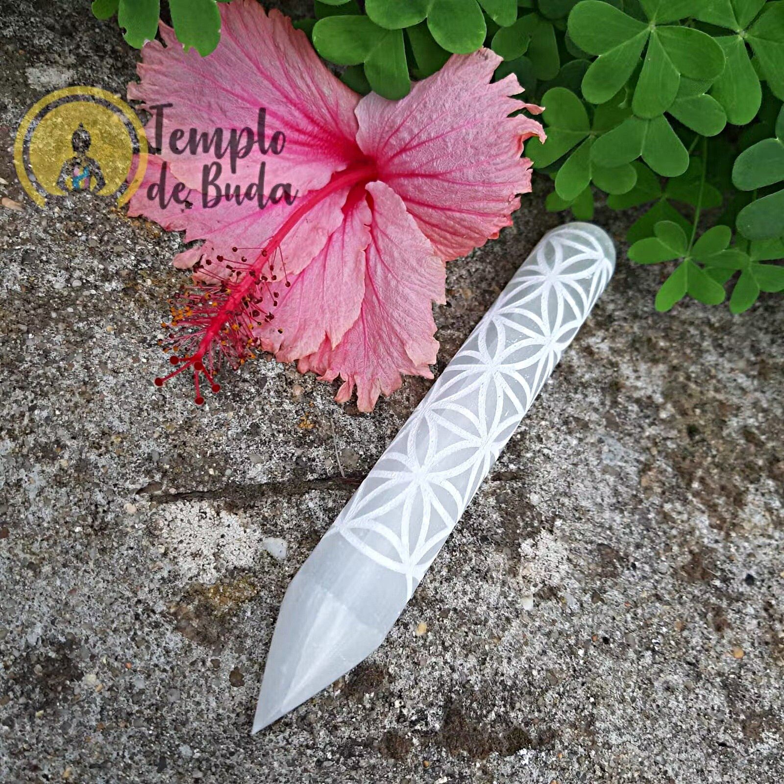 Bastão Selenite Flor da Vida 1 Ponta