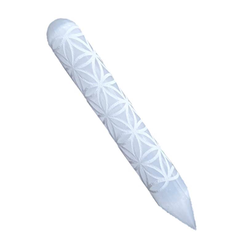 Bastão Selenite Flor da Vida 1 Ponta
