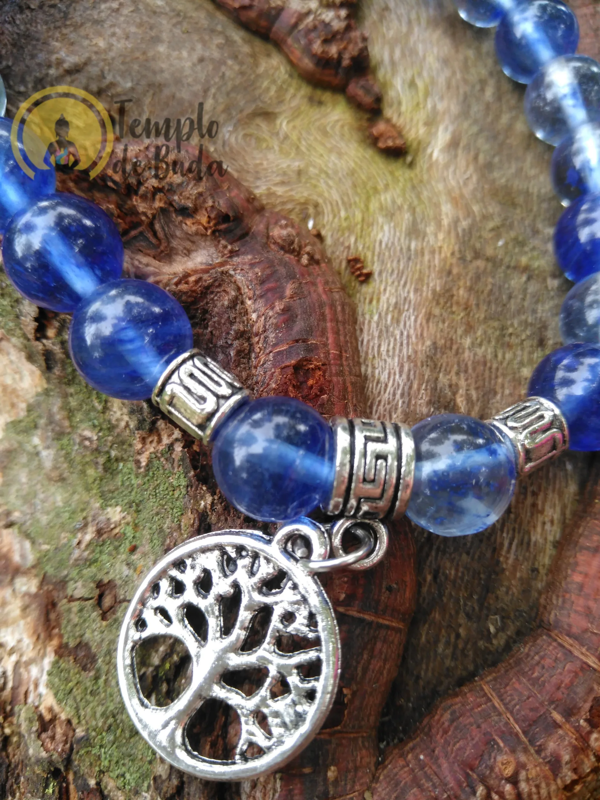 Pulseira Quartzo Azul Rutilado com Árvore da Vida