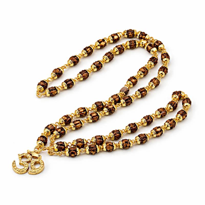 Colar Rudraksha OM Dourado