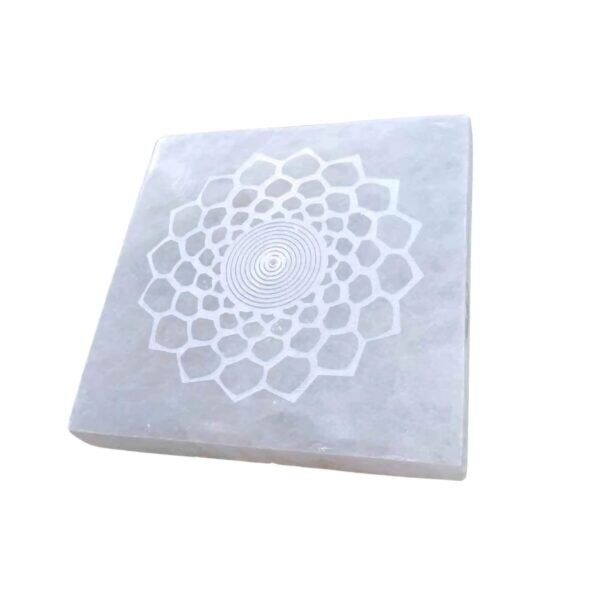 Porta Incenso Selenite Sahasrara Quadrado