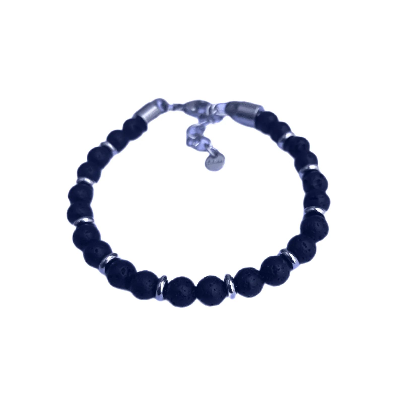 Pulseira de Pedra Lava Metal 6mm