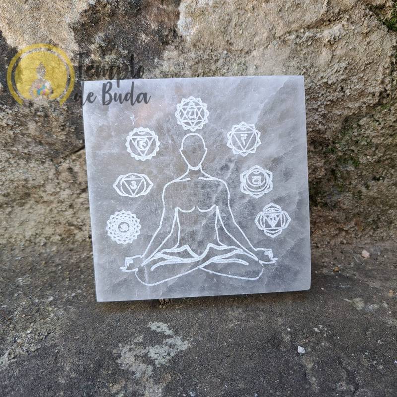 Placa de Selenita Meditação Sete Chakras
