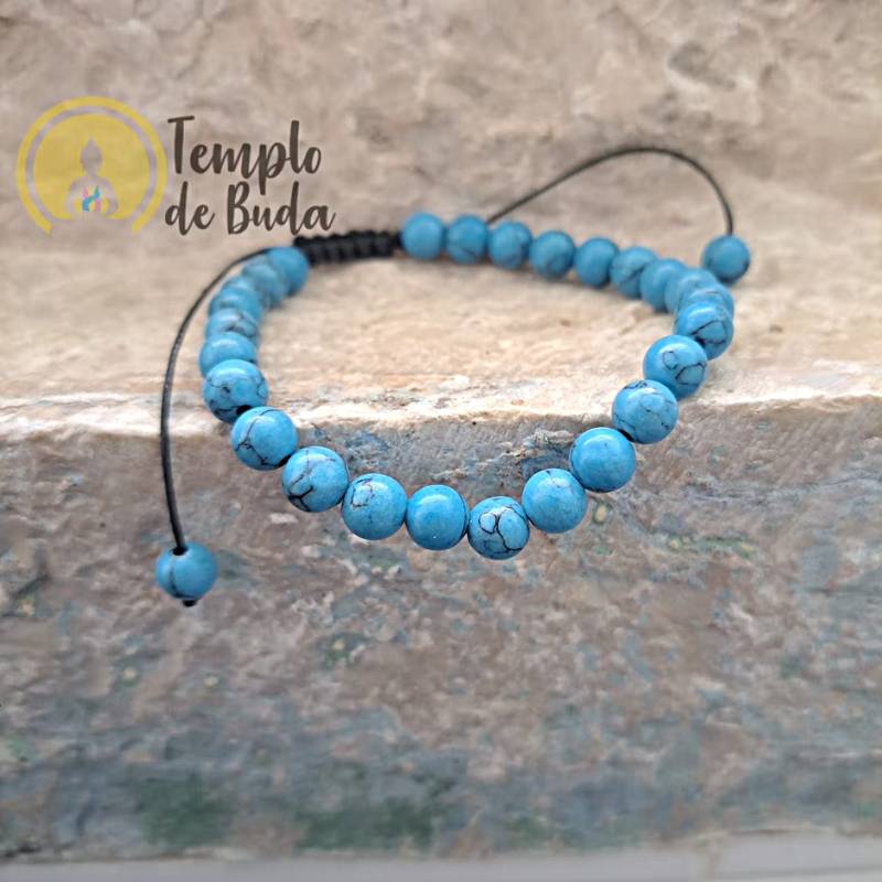 Pulseira Howlite Azul com Cordão Regulável