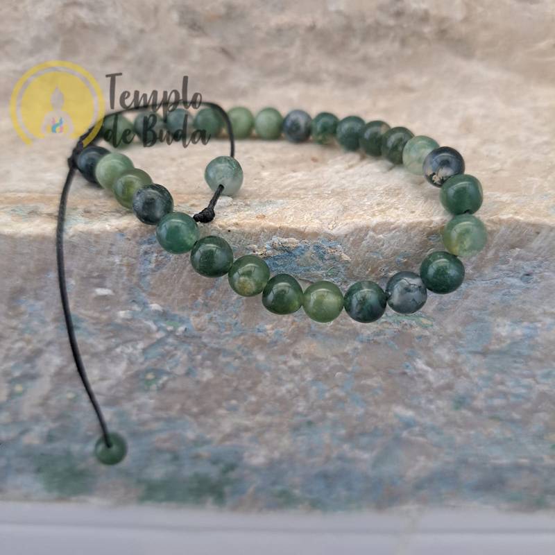 Pulseira de Jaspe Musgo com Cordão Regulável 6mm