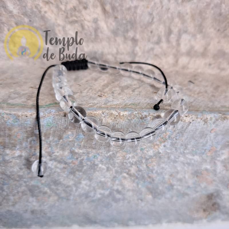 Pulseira de Quartzo Branco com Cordão Regulável 6mm