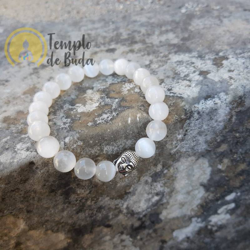 Pulseira de Selenita Buda 8mm