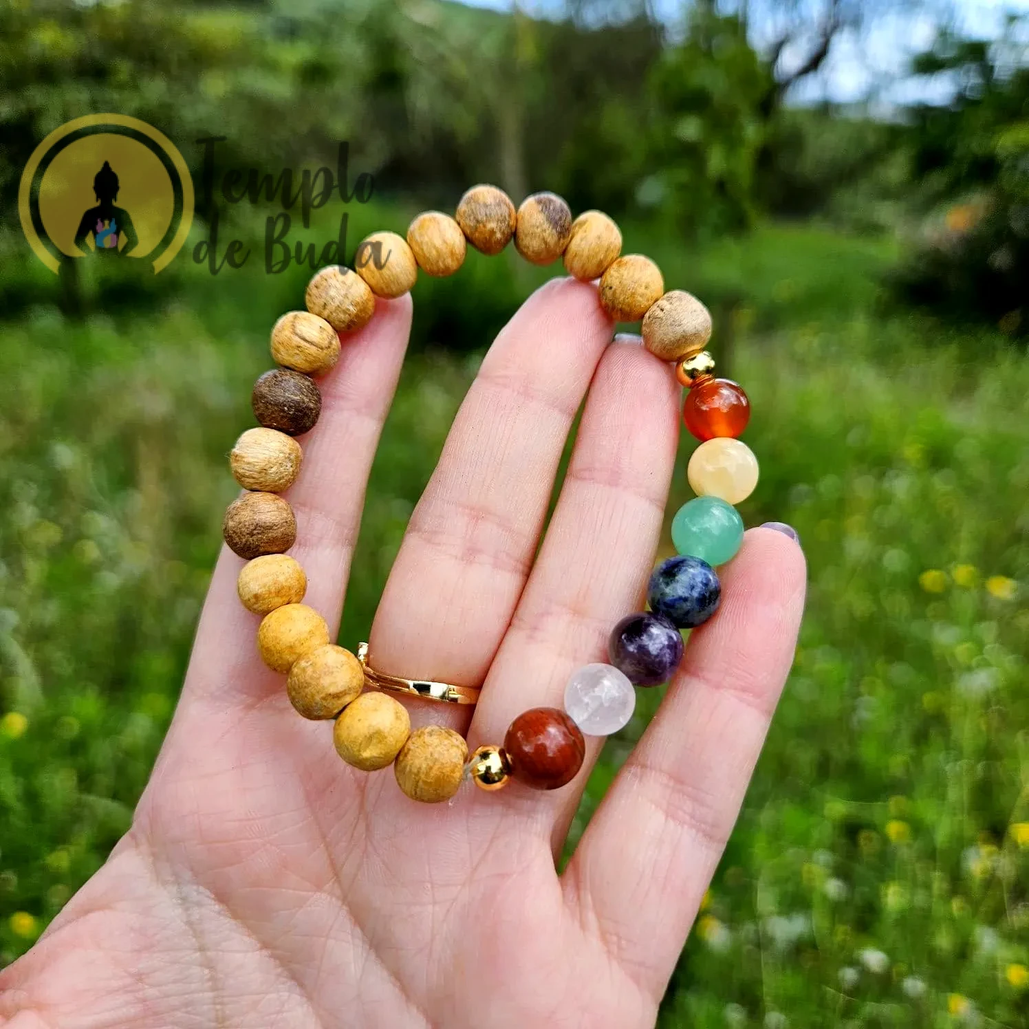 Pulseira de Pau Santo 7 Chakras