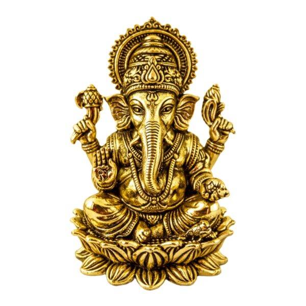 Estátua Ganesha em Metal Dourado Modelo 6