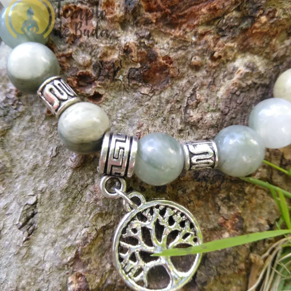 Pulseira Aragonita Verde com Árvore da Vida