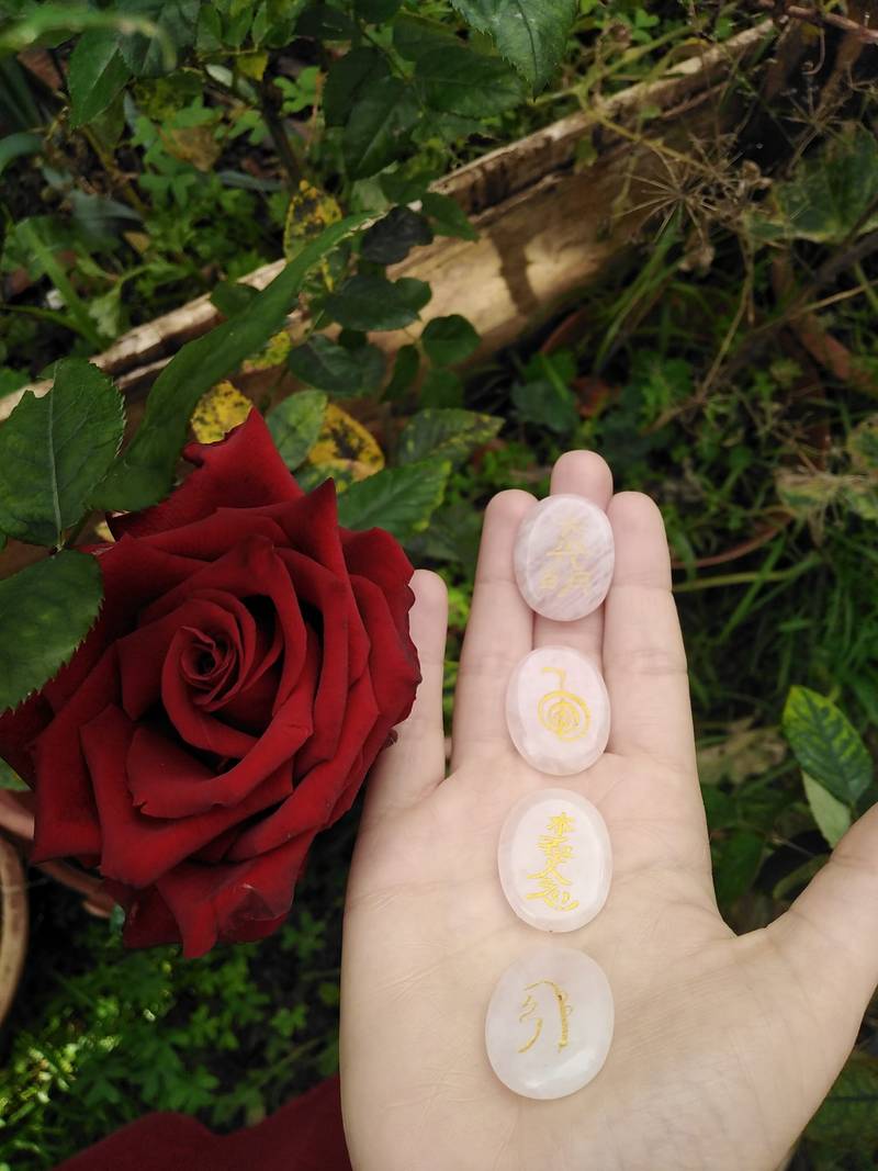 Kit Reiki Quartzo Rosa Oval-Plano Mini