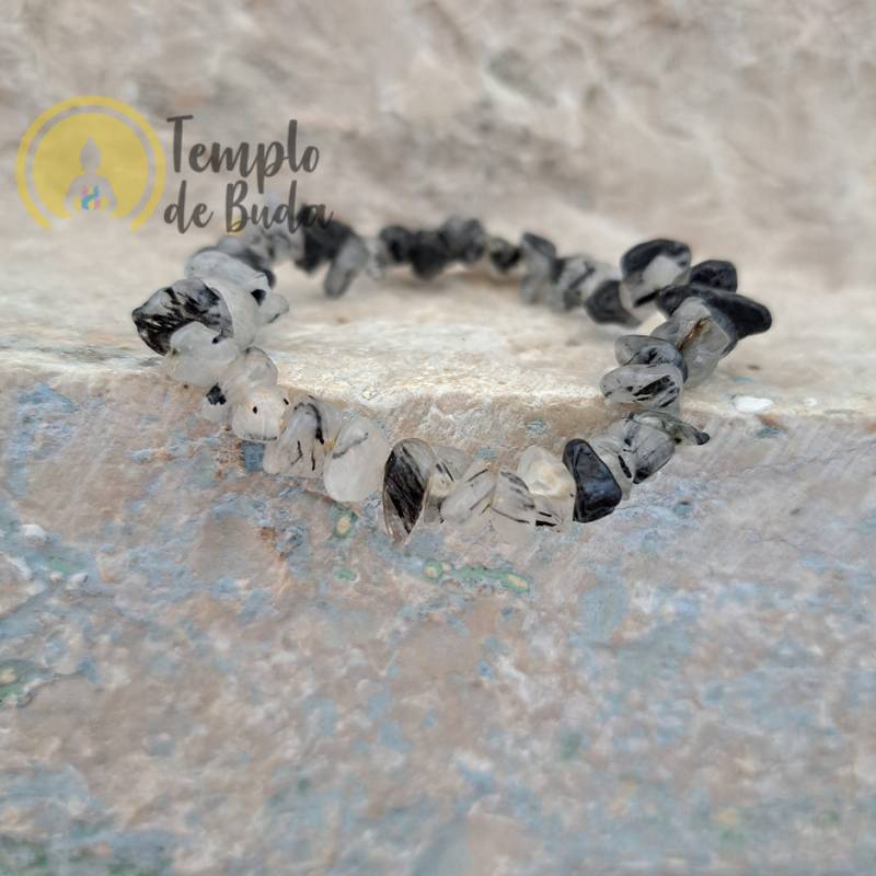 Pulseira Quartzo com Turmalina Chips