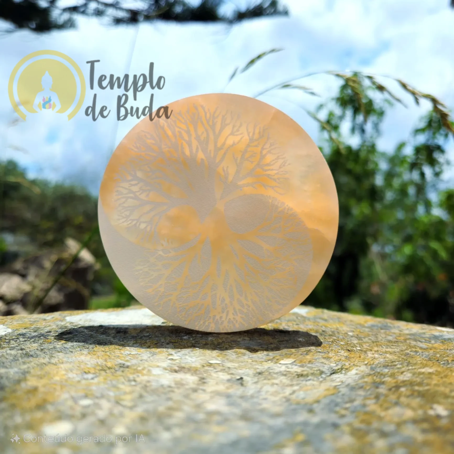 Placa de Selenite Laranja Árvore da Vida