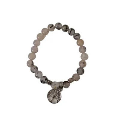 Pulseira Ágata Aranha com Árvore da Vida 6mm