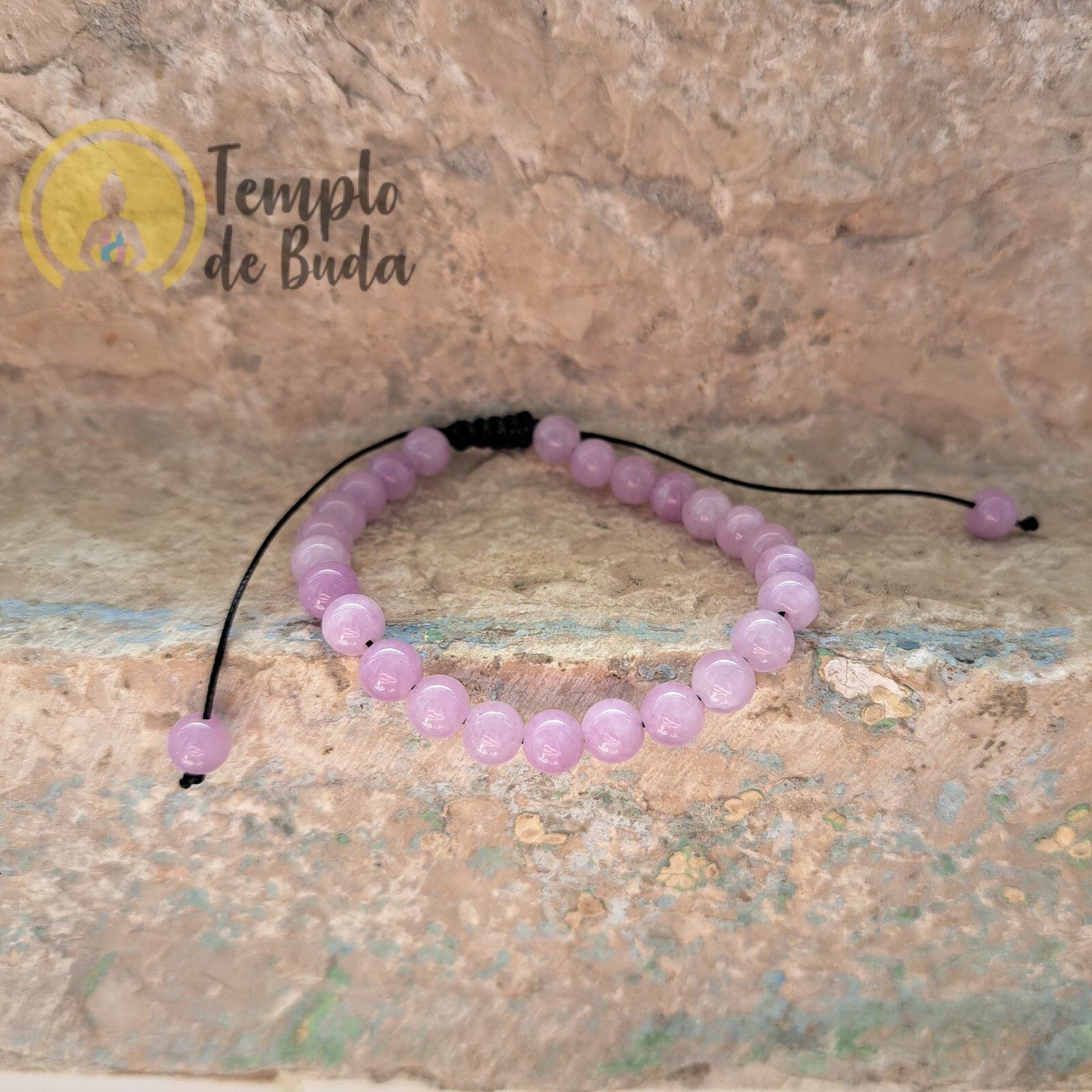 Pulseira de Kunzita com Cordão Regulável 6mm