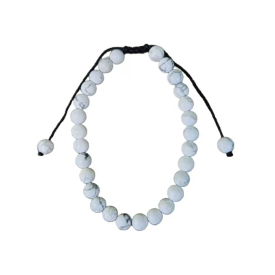 Pulseira Howlite Branca com Cordão Regulável