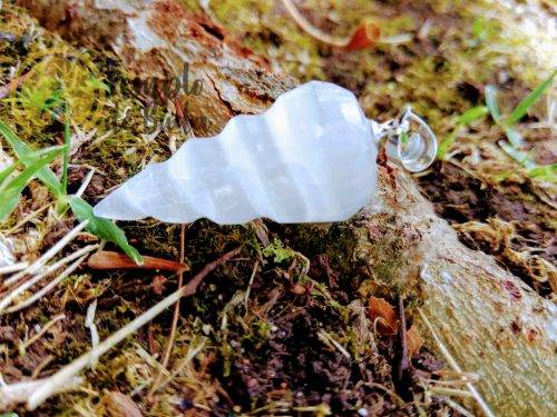 Pendente Selenite Branca Espiral