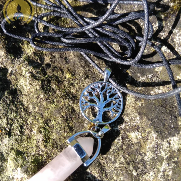 Pendente Quartzo Rosa com Árvore da Vida