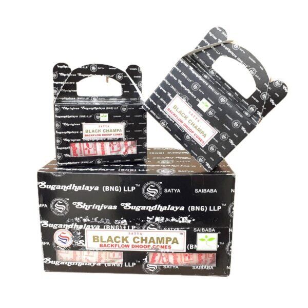 Cones Incenso Cascata Satya Black Champa Caixa