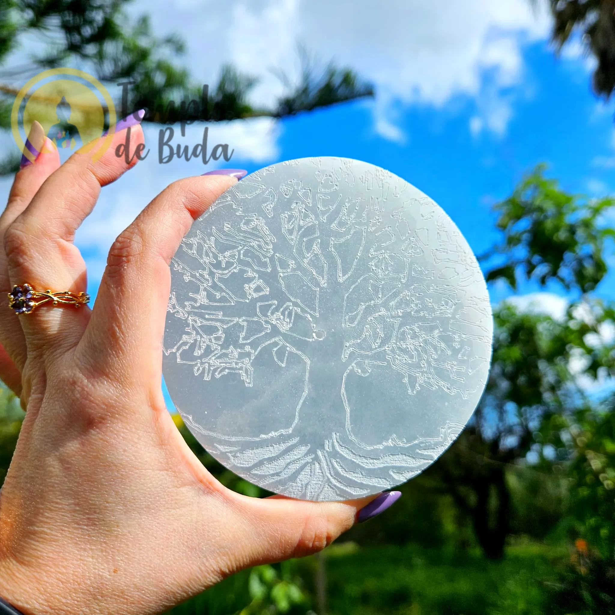 Porta Incenso Selenite Arvore da Vida