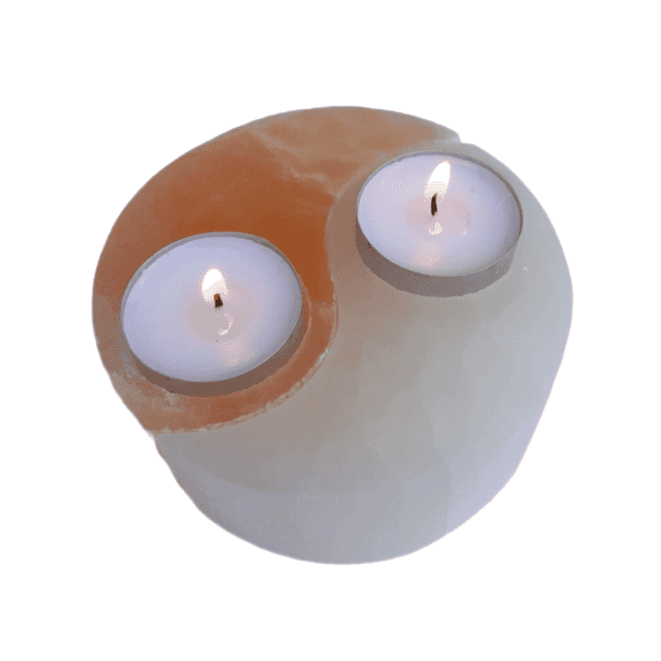 Porta Velas de Selenita Yin Yang