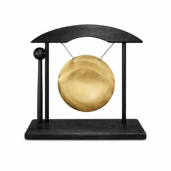 Gongo de Mesa Dourado com Suporte Preto