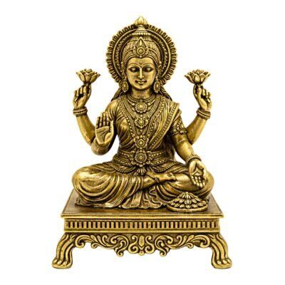 Estátua Lakshmi em Metal Dourado Modelo 1