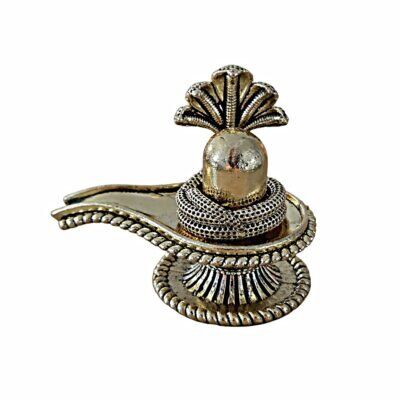 Estátua Shiva Lingam em Metal Dourado